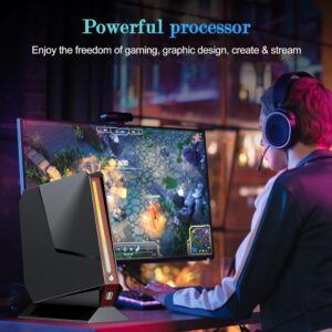 Mini PC Gaming, Intel Core I7-8750H Mini PC Nvidia GTX 1050 GDDR5 RGB Lights Desktop Mini Computer 16GB DDR4 512GB M.2 NVMe SSD, Support 4K Triple Display WiFi 6 BT 5.2, Windows 11 Pro