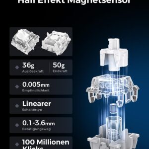 GravaStar Mercury V75 HE Keyboard, 75% Hall‑Effect Magnetic Switch Gaming Keyboard, 8000 Hz Polling, 0.005RT, Wired USB-C, RGB Backlit, Adjustable Actuation, Semi‑Aluminum Chassis-Stealth Black