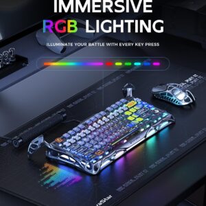 GravaStar Mercury K1 Pro Wireless Mechanical Gaming Keyboard, 75% Layout RGB Custom Keyboard, Hot-Swappable Linear Switches – Aluminum Alloy, Interstellar Silver Brushed Metal Look